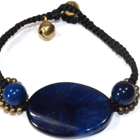 Blue Agate Slice & Rounds Bracelet