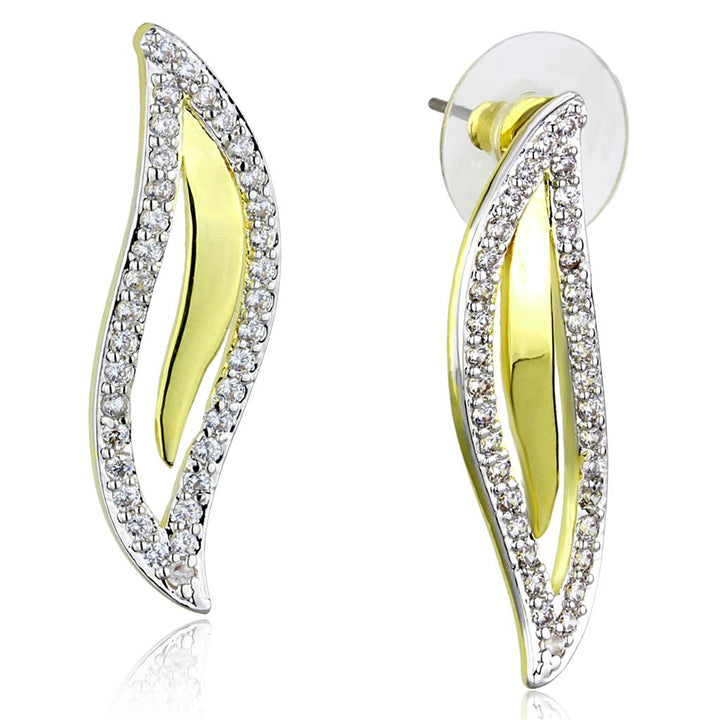 Gold+Rhodium Brass Jewelry Sets with AAA Grade CZ  in Clear