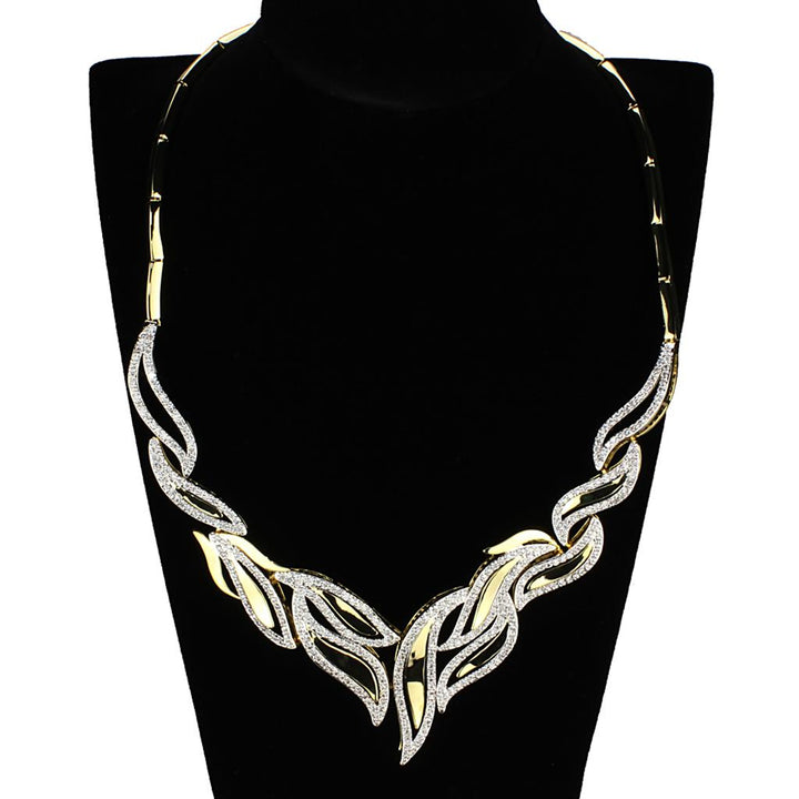 Gold+Rhodium Brass Jewelry Sets with AAA Grade CZ  in Clear