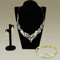 Gold+Rhodium Brass Jewelry Sets with AAA Grade CZ  in Clear