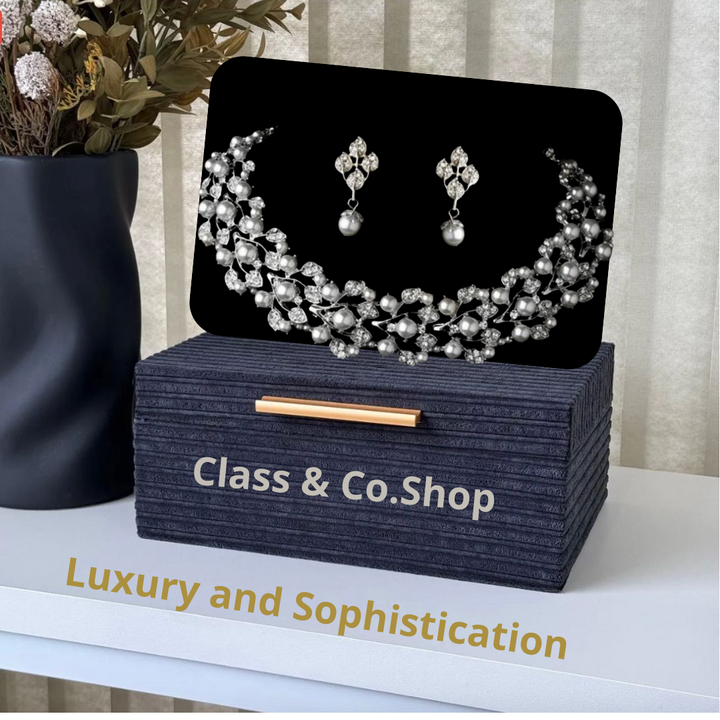 Bridal Wedding Crystal Pearl Fashion Necklace Earrings Jewelry Set