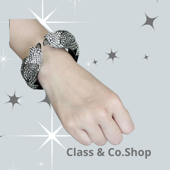 Ruthenium Brass Bangle with Top Grade Crystal  in Multi Color