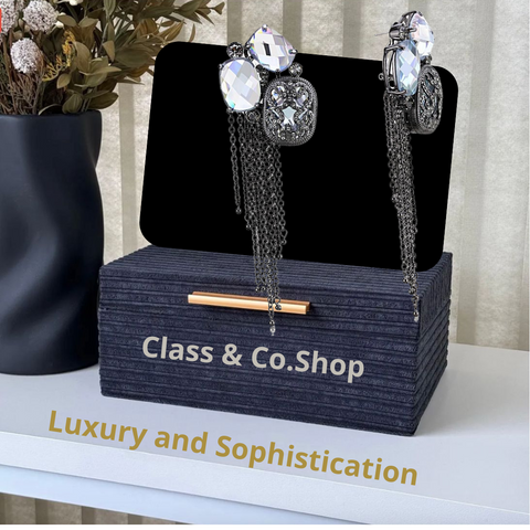 TIN Cobalt Black Brass Earrings with AAA Grade CZ  in Clear