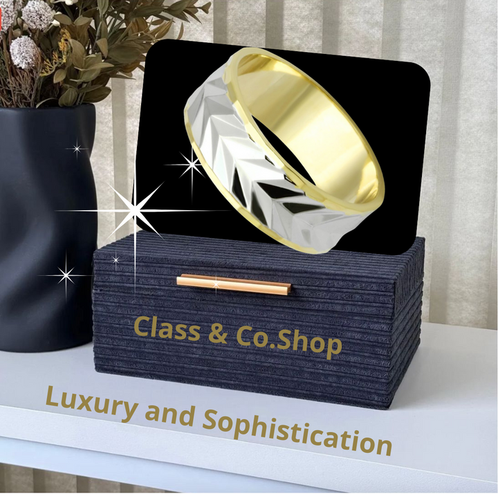 Gold+Rhodium Brass Ring with No Stone