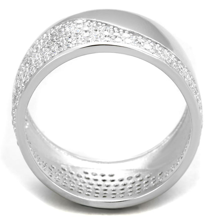 Rhodium 925 Sterling Silver Ring with AAA Grade CZ  in Clear