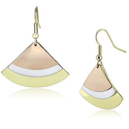 Rhodium + Gold + Rose Gold Iron Earrings with No Stone