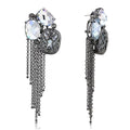 TIN Cobalt Black Brass Earrings with AAA Grade CZ  in Clear